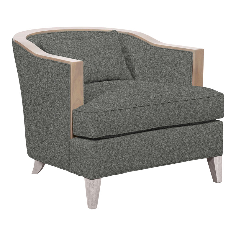 Thom Filicia Home Upholstered Barrel Chair, Dove Gray, Ian Pewter Polyester