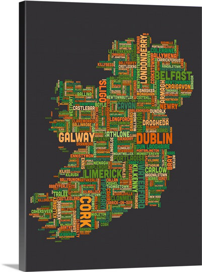 Francy " Irish Cities Map " by Michael Tompsett Ebern Designs 