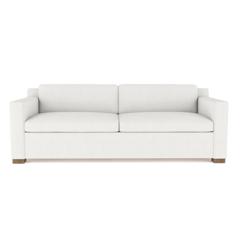 Canapé Mercer, H 33,5 po x l 96 po x P 39 po, Lin Box Weave blanc, Brun foncé