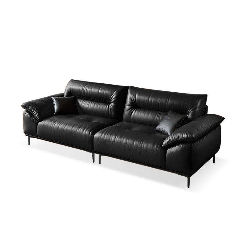 Canapé modulaire noir en cuir véritable, Noir