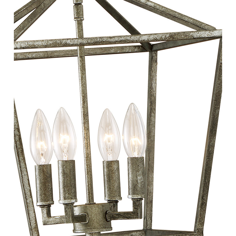 Lustre géométrique à 4 lumières Poisson, Argent argent, H 17 po x l 12 po x P 12 po