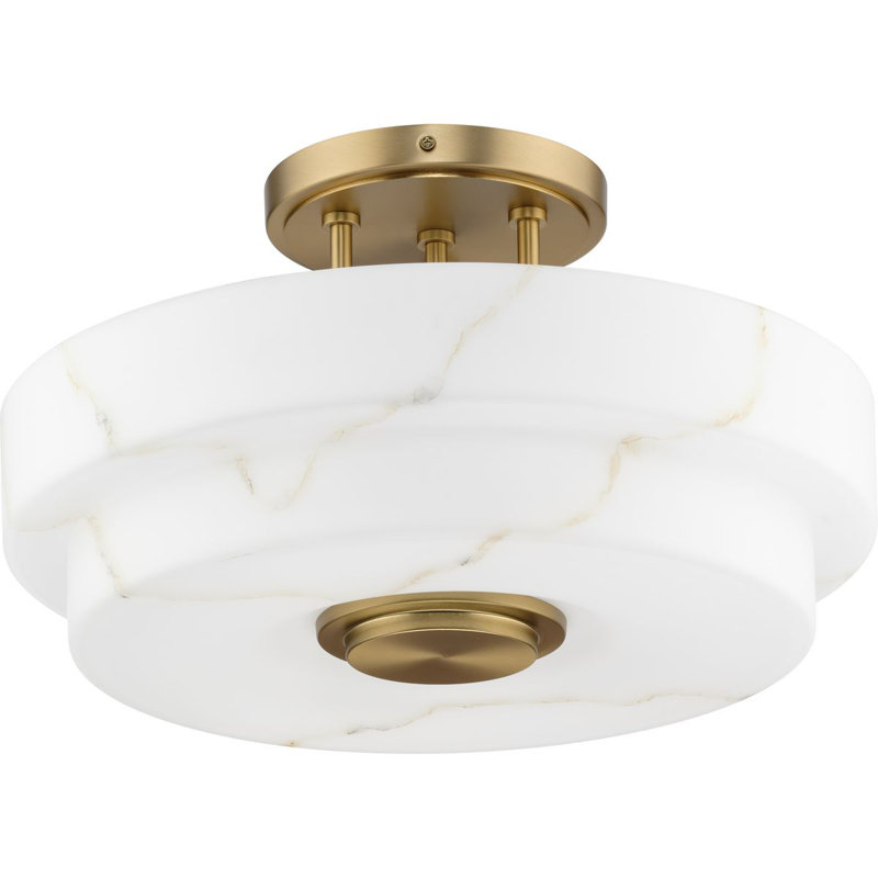 Plafonnier semi-encastré trois lumières de luxe moderne, Bronze brossé
