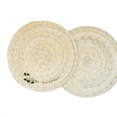 D/2 Palm Double Sided Placemat with Embroidery - Les Olives
