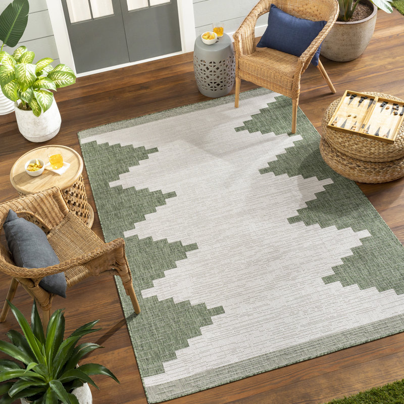 Tapis intérieur / extérieur tissé à la machine Isidro , Rectangle 10 pi x 13 pi 11 po