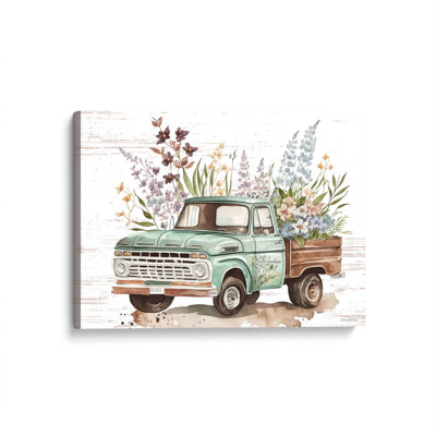 Vintage Flower Truck II by lettered & lined Art Print