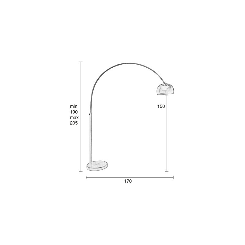 Adjustable Arc Floor Lamp in Yellow and Gold Metal