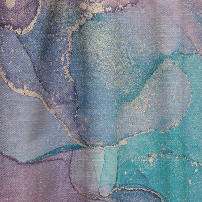 Turquoise And Brown Luxury Abstract Fluid Art III - Modern Velvet Curtain - 1 panel