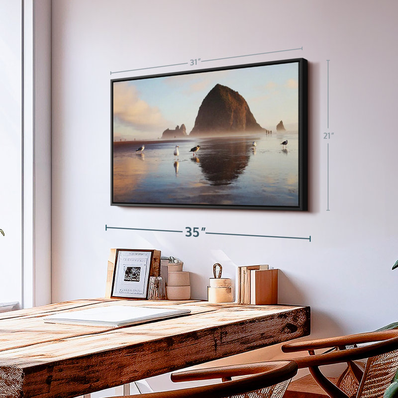 Haystack Rock Seagulls Canvas Print