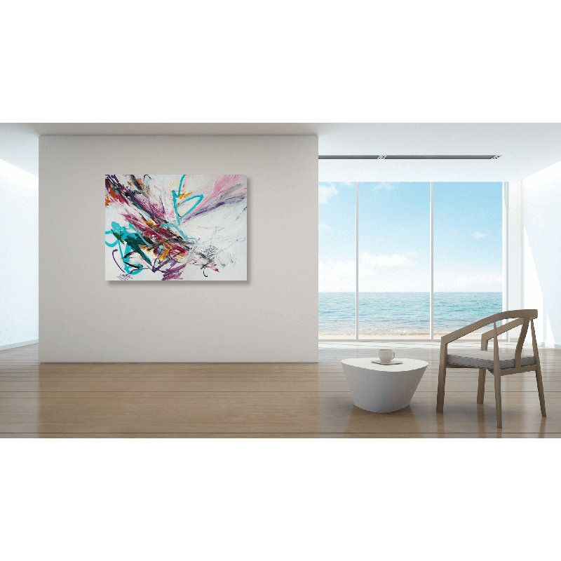 Abstract Print by John Beard, Black Framed Canvas, 30" H x 40" D x 1.75" D