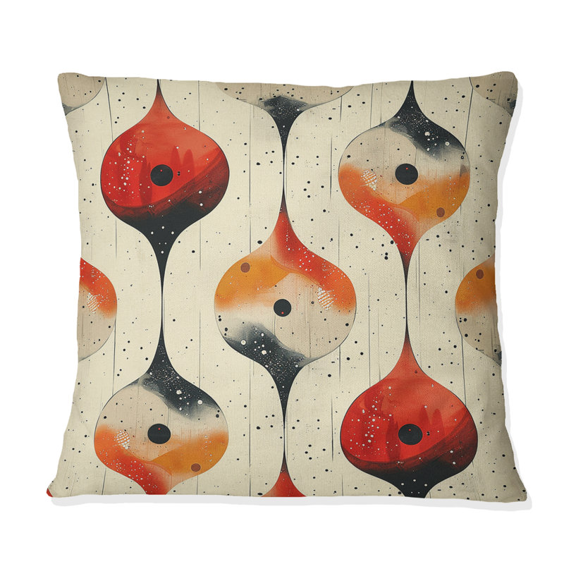 Coussin orange et jaune Midcentury Charm IV - Midcentury, H 16 po x l 16 po