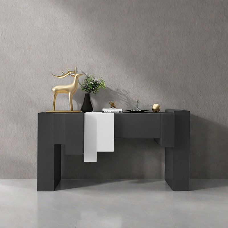 Modern Minimalist Art Design Console Table, 35.43" H x 55.12" W x 15.75" D, White/Black