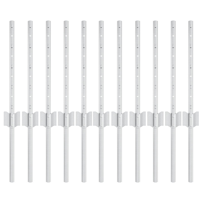 Fence Posts 11 Pcs U-Channel Steel, 40cm H x 8.5cm W, Silver