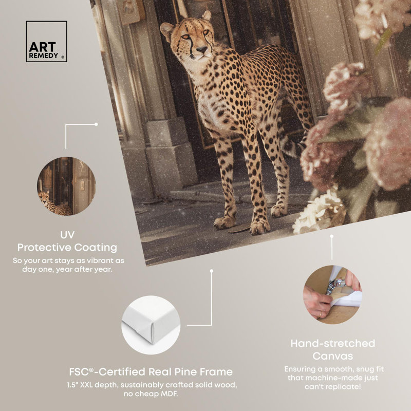 Large Beige and Brown Cheetah Canvas Wall Art