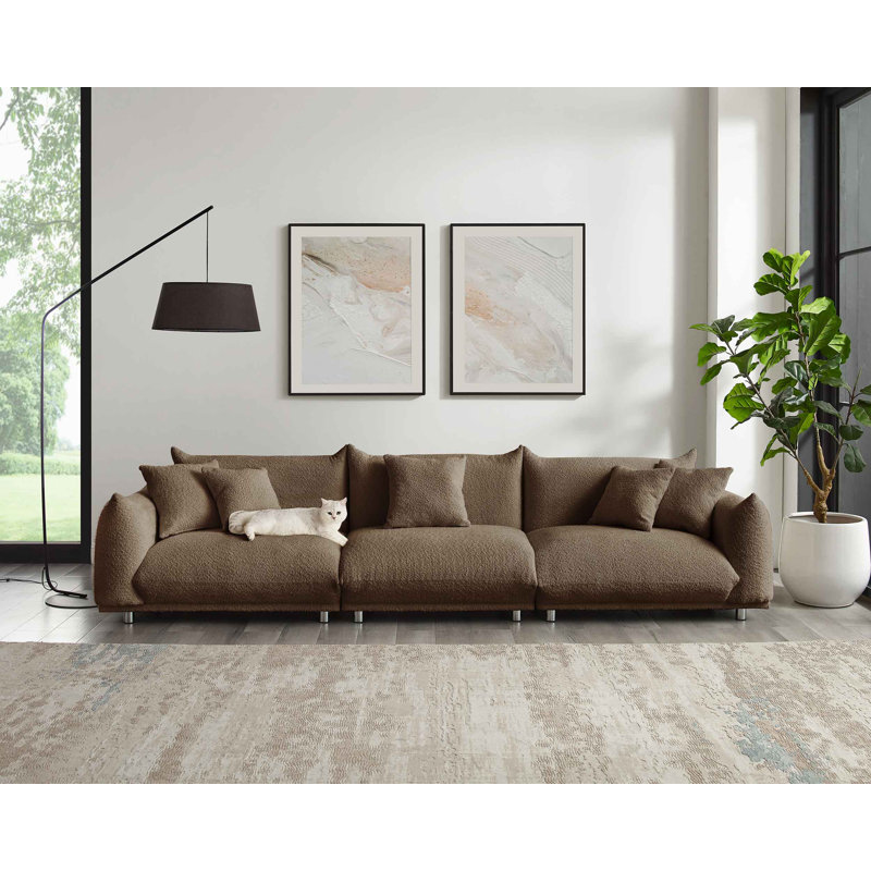 Amritha 316.2Cm Round Arms Sofa, Brown