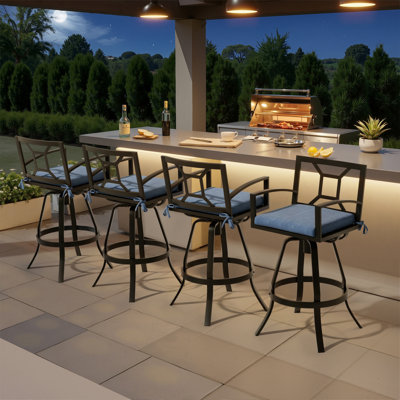 Outdoor Swivel Aluminum Bar Stool With Sunbrella Cushion