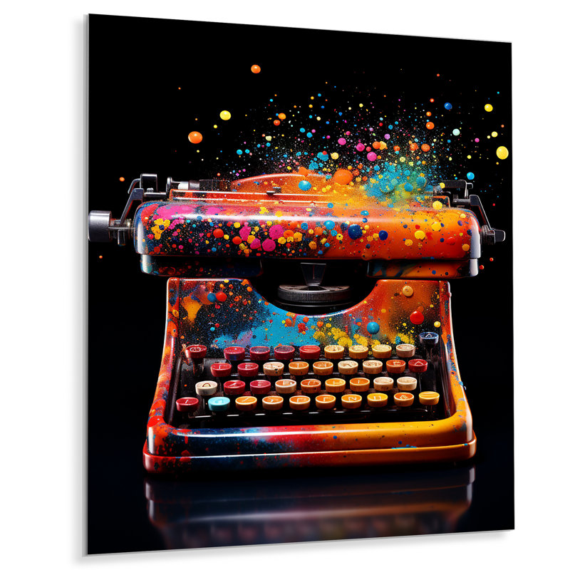 «Abstract Chic Typwriter» - Art mural en métal Pop Art, H 32 po x l 16 po x P 1 po