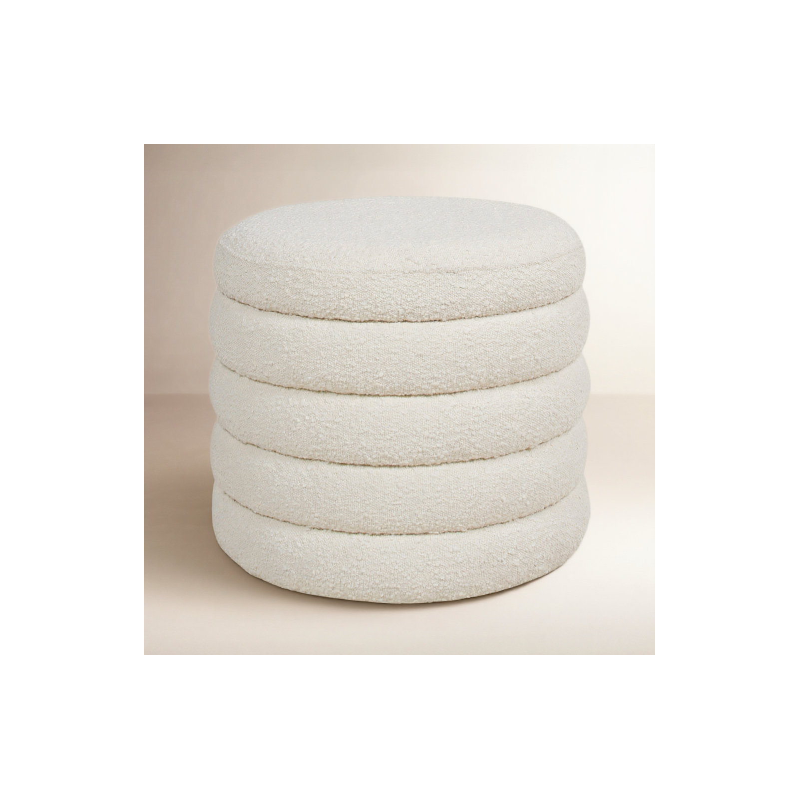 Helene Upholstered Storage Ottoman, Ivory Boucle