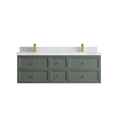 Roswell Floating 60'' Double Bathroom Vanity with Quartz Top