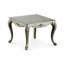 Table de bout Miz, 28 po, pieds cabriole sculptés, argent champagne