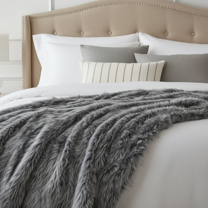 Couverture en fausse fourrure Luxury Wolf, l 70 po x L 90 po