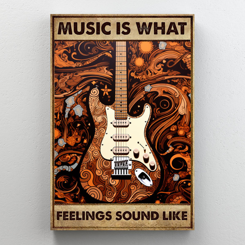 «Music Is What Feelings Sound Like 2», reproduction d'art sur toile, H 20 po x l 16 po x P 1,25 po