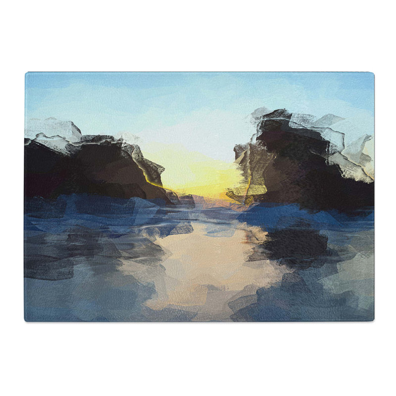 Tempered Glass Beach Rocks Chopping Board, 39 cm W x 28.5 cm L