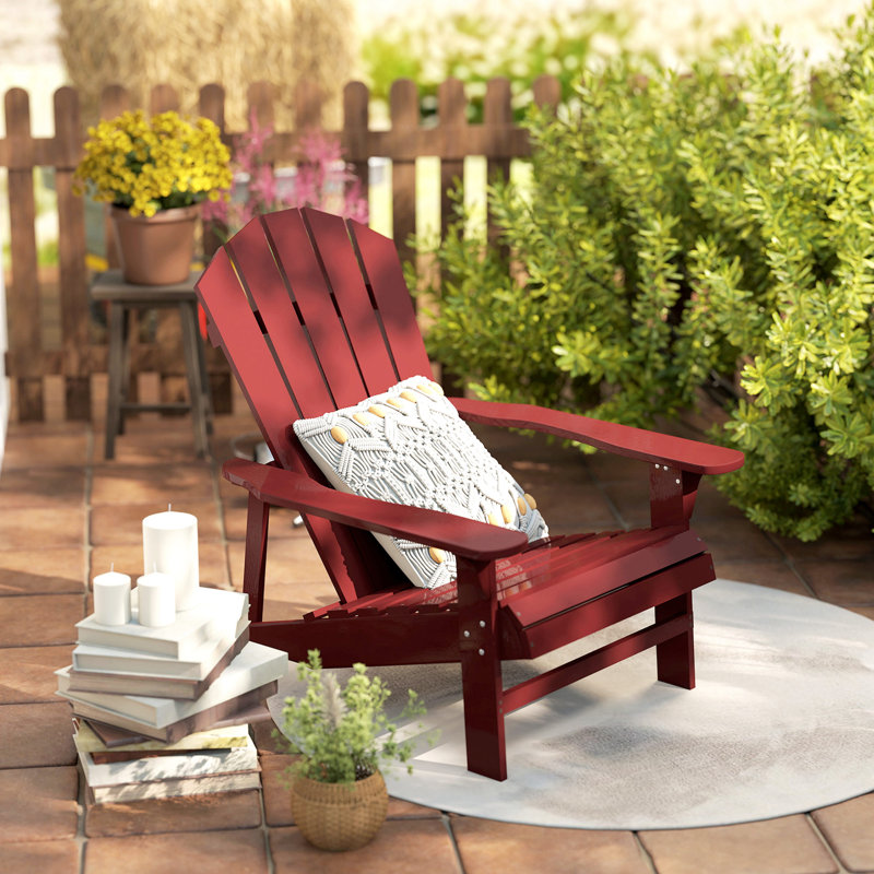 Chaise Adirondack en bois pour jardin extérieur, Rouge
