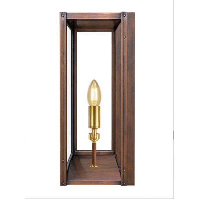 Flambeaux Vogue 12" H x 6" W x 6" D Copper Wall Lantern, Handcrafted Electric Candle