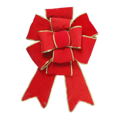 Arc de Noël en velours de velours de forme 3D rouge avec boucles 26 g x 26 po 26 po x 40 po