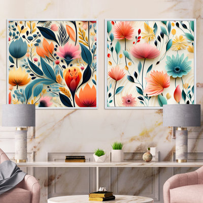 Yvette - Abstract Botanicals Square Collage Set Of 2