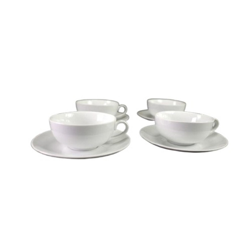 Ceramic Latte Cup And Saucer, Set Of 4