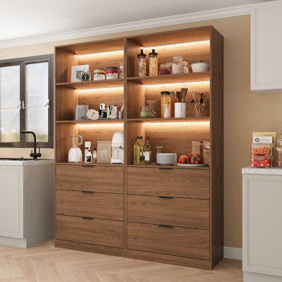 78" H Tall Bookshelf With Drawers, Bookshelf And Bookcase With 3-Tier Open Shelves, Tall Storage Cabinet For Home Office