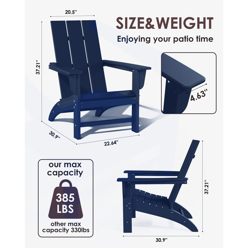 Atchison Outdoor Adirondack Chair, Navy Blue