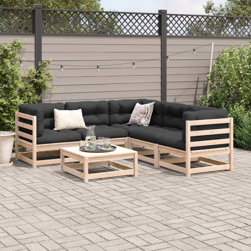 Alpen Home 6 Piece Garden Sofa Set Solid Wood, Natural Pine