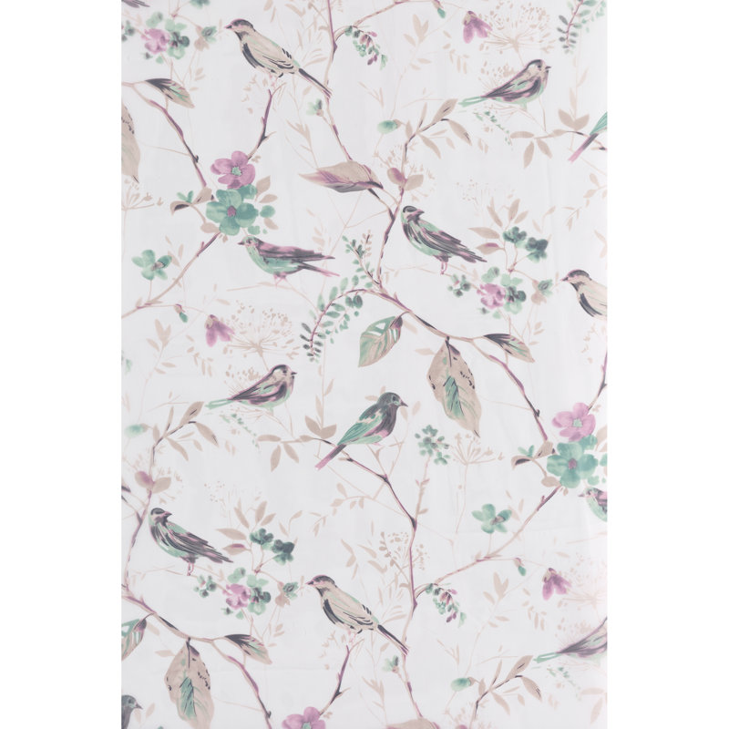 Rideau imprimé d'oiseaux, Fuchsia