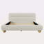 Lit tapissier contemporain à profil bas avec tissu en molleton Teddy et pieds ronds massifs Design courbé élégant pour la chambre à coucher, grand lit, blanc