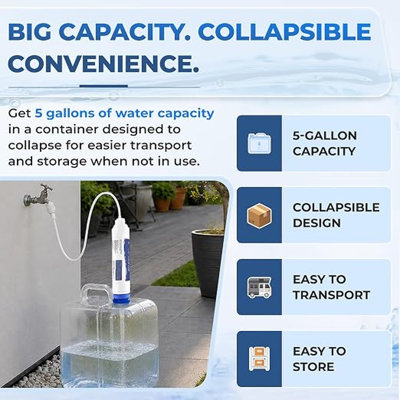 EZ Jug Ready Source – Carafe d'eau pliable de 5 gallons avec système de filtration