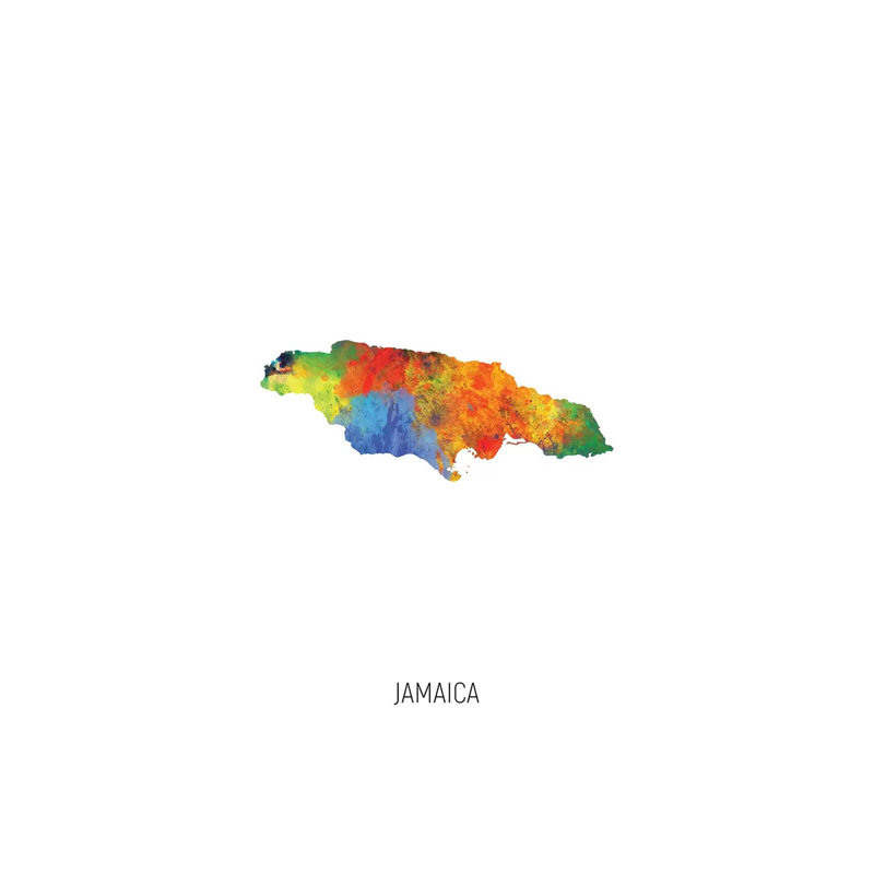 " Jamaica Map " by Michael Tompsett, 60" H x 40" W x 1.5" D