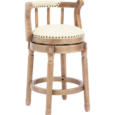 Tabouret de bar en cuir de vache avec siège pivotant à 360° et dossier incurvé, idéal pour la cuisine, la salle à manger et le bar. Siège confortable. Tabouret en bois, parfait pour le restaurant ou le salon. Mousse haute densité, fini marron.