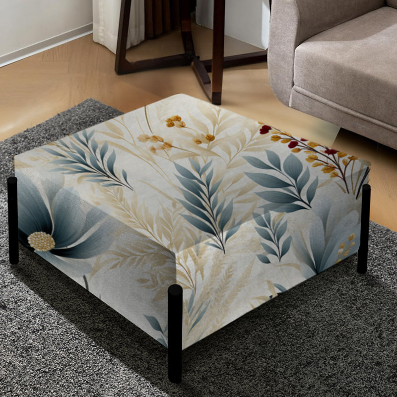 Ethereal Neutrals Ii Boho Motif - Grand repose-pieds carré floral