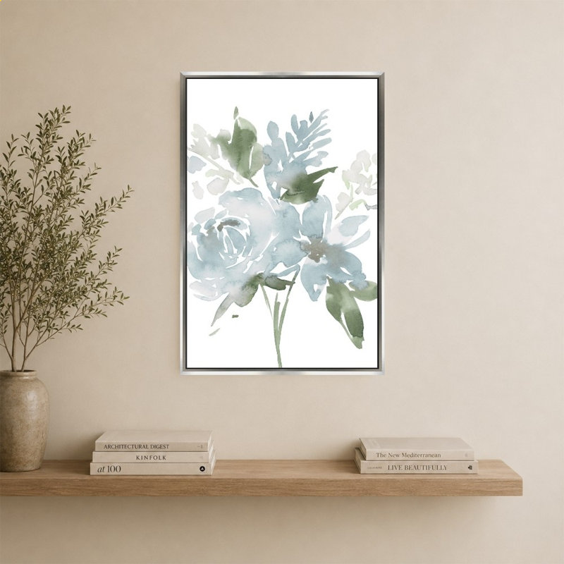«Restful Blue Floral II» par Lucille Price - Impression sur toile