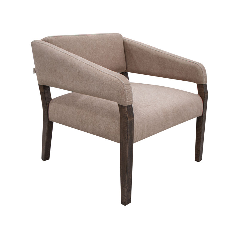 Structure en bois Murcia, tissu de fauteuil, Polyester brun pâle
