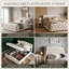 UK & EU Sizes Velvet Ottoman Bed Frame with Hydraulic Gas Lift Storage, Diamond Tufted Wave Wingback Upholstered Platform Bed with Nailhead Trim, Grey/Beige-1009598061-1009598060
