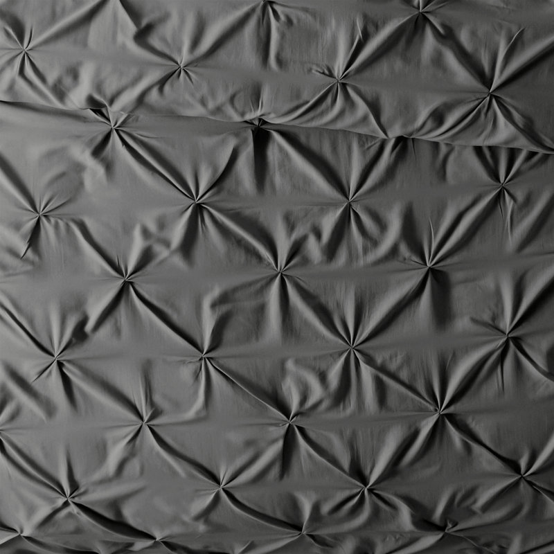 Gray Pintuck Microfiber Full/Queen Duvet Cover Set