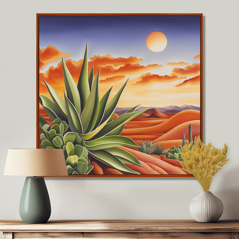 Cactus mexicain, paysage de cactus III - décoration murale cactus floral, H 16 po x l 16 po, Brun