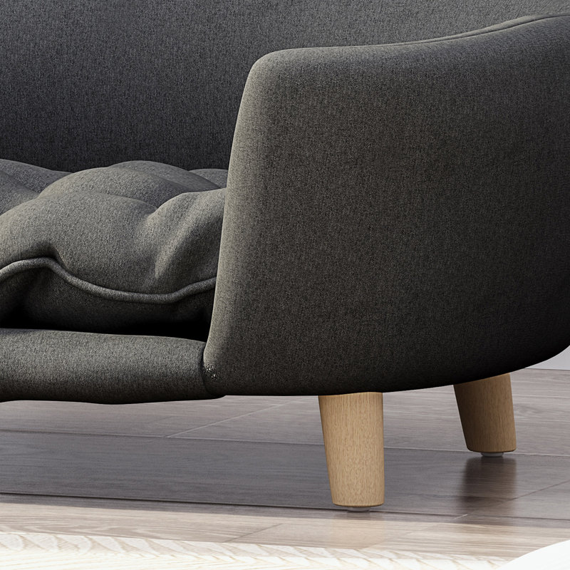 Canapé moderne rembourré avec pieds robustes, Mélange de polyester gris foncé