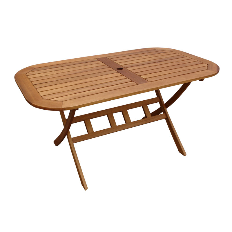 Afrin Oval Folding Outdoor Dining Table With Umbrella Hole , 150cm cm W 85cm cm D