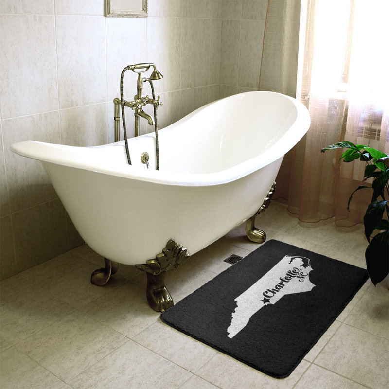 Tapis pour salle de bain en microfibre rectangulaire antidérapant antidérapant, L 21 po x L 34 po, Noir