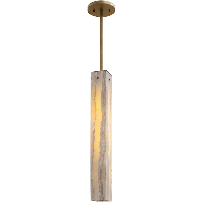 Luminaire suspendu carré / rectangulaire à 1 lumière DEL Vaquero, Doré et bronze