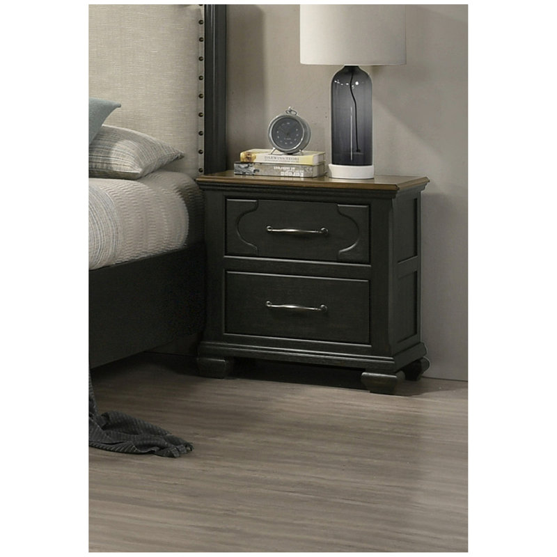 1pc Table de chevet 2 tiroirs Traditional